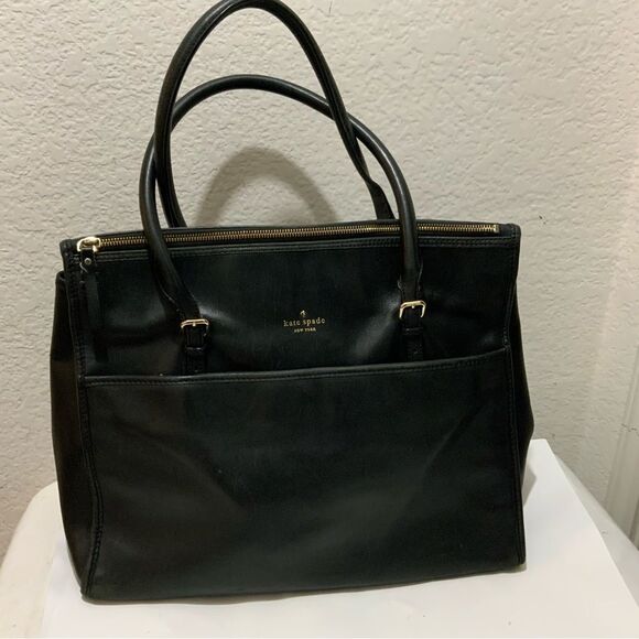 Kate Spade New York Women's Leather Tote Large Black Bag heavy - Picture 1 of 11